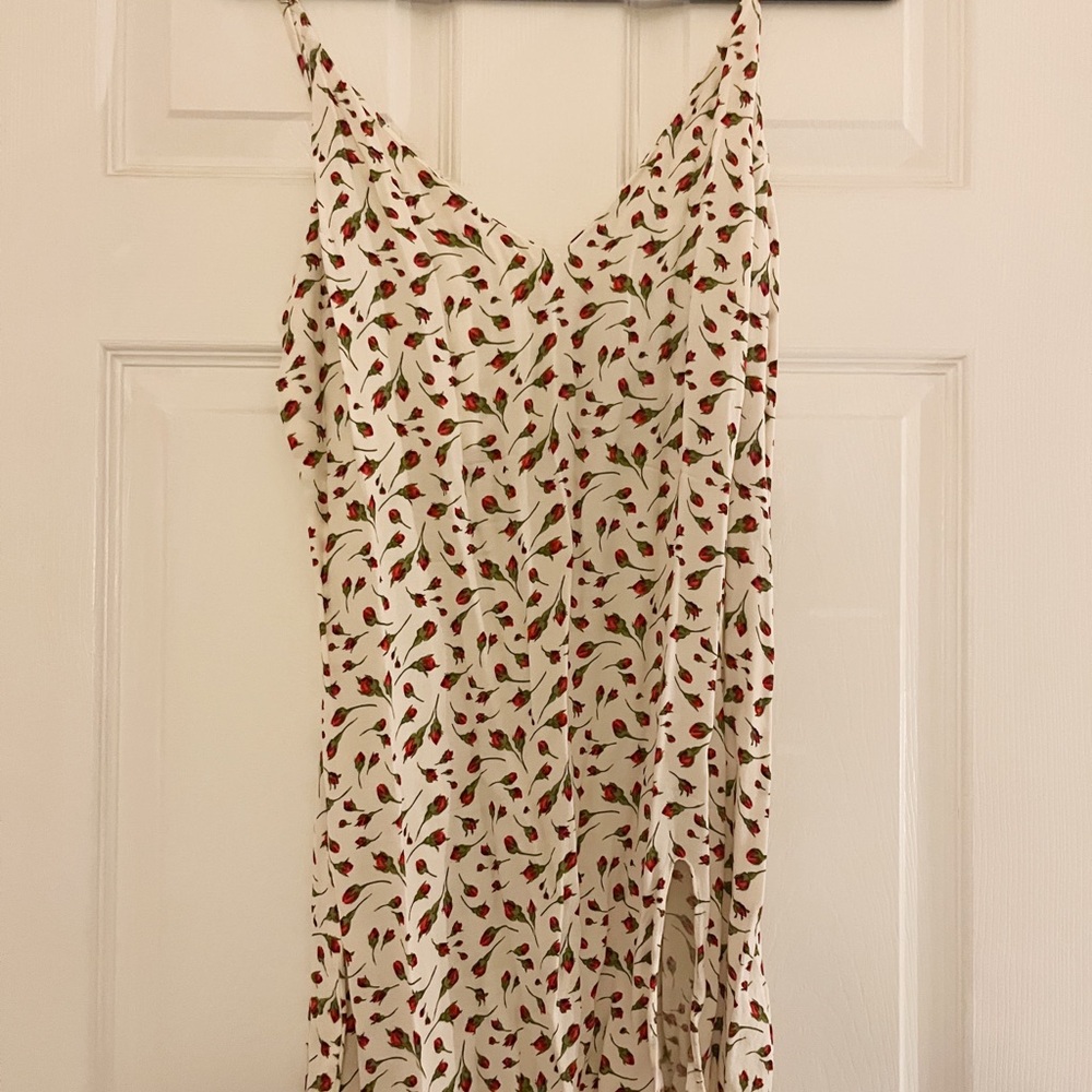 Reformation | Floral Spaghetti Short Dress (With A Slit)